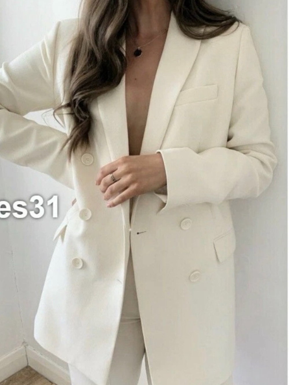 Zara Ecru Double-Breasted Blazer NWT Size L